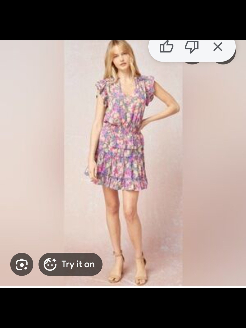 Entro Floral Top in Pink, Blue, Yellow, Green. Size Large